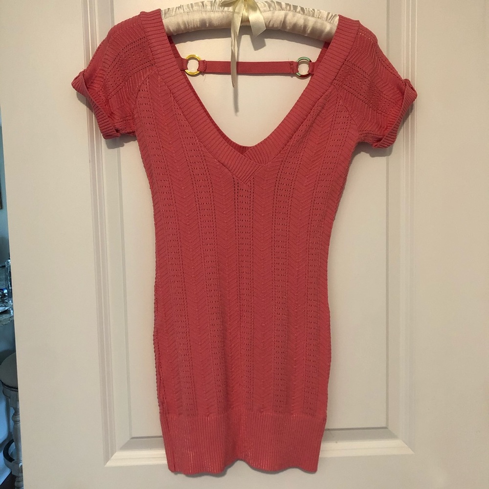 Pink Bebe V-Neck Short Sleeve Knit Top